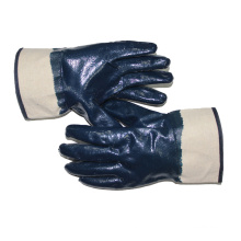 10.5 Inch Blue Nitrile Fully Coated Gloves with Safety Cuff and Jersey Lining Oil Proof En388 4112X